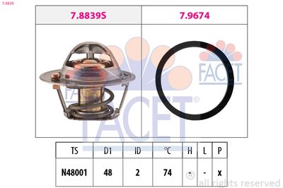 Thermostat, coolant FACET 7.8839