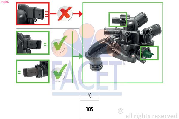 FACET 7.8866 Thermostat, coolant