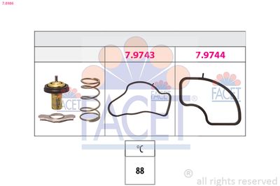 Thermostat, coolant FACET 7.8986