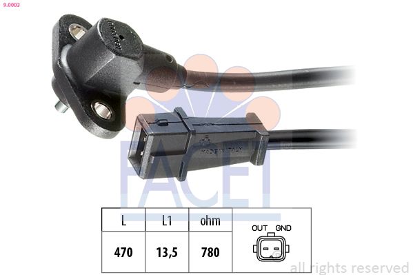 FACET 9.0003 Sensor, crankshaft pulse