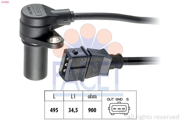 FACET 9.0160 Sensor, crankshaft pulse