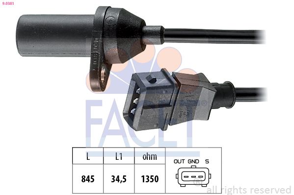 FACET 9.0381 Sensor, crankshaft pulse