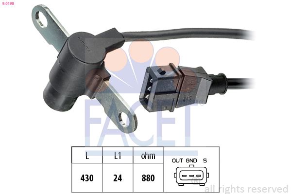 FACET 9.0198 Sensor, crankshaft pulse