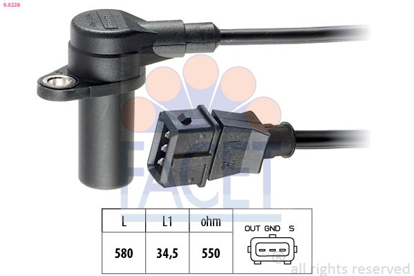 FACET 9.0238 Sensor, crankshaft pulse