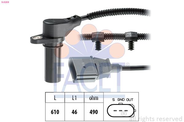FACET 9.0259 Sensor, crankshaft pulse