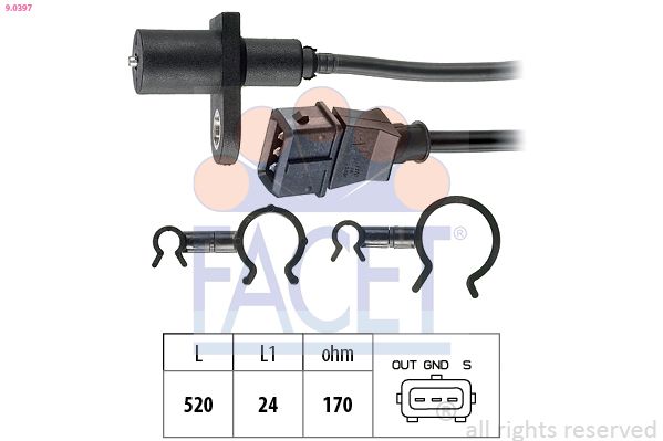FACET 9.0397 Sensor, crankshaft pulse