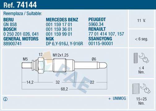 FAE 74144 Glow Plug