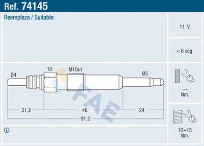 Glow Plug FAE 74145