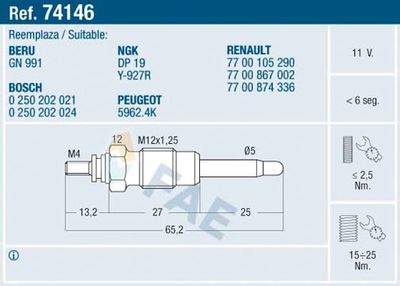 Glow Plug FAE 74146