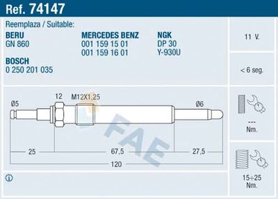 Glow Plug FAE 74147