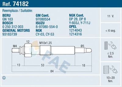 Glow Plug FAE 74182