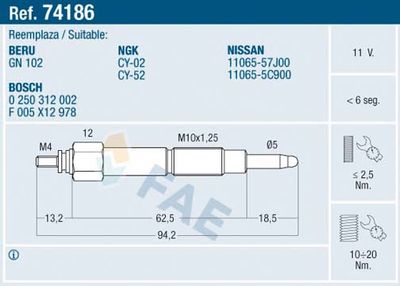 Glow Plug FAE 74186