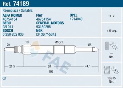 Glow Plug FAE 74189