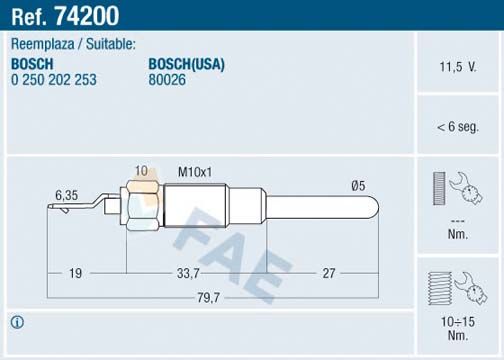 FAE 74200 Glow Plug