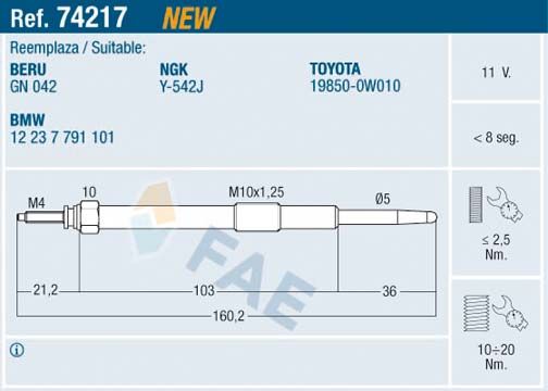 FAE 74217 Glow Plug
