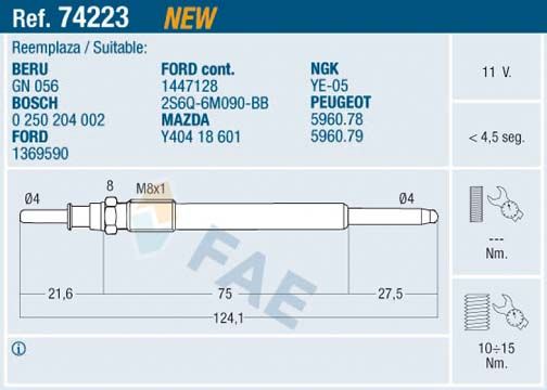 FAE 74223 Glow Plug