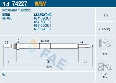 Glow Plug FAE 74227