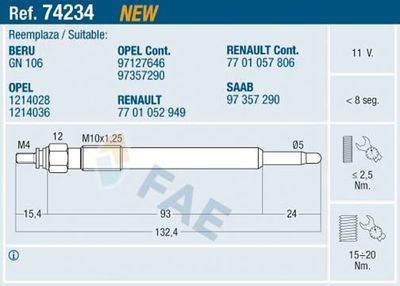 Glow Plug FAE 74234