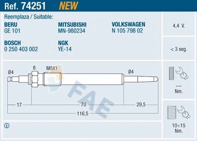 Glow Plug FAE 74251