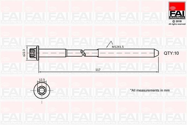 FAI AutoParts B1018 Cylinder Head Bolt Set