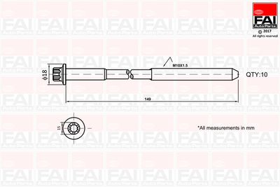 Cylinder Head Bolt Set FAI AutoParts B1136