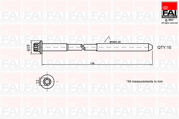 FAI AutoParts B1321 Cylinder Head Bolt Set