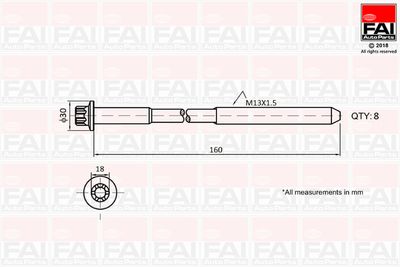 Cylinder Head Bolt Set FAI AutoParts B1616