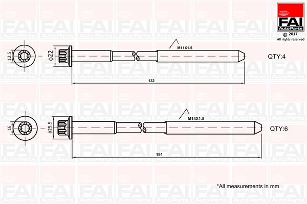 FAI AutoParts B1625 Cylinder Head Bolt Set