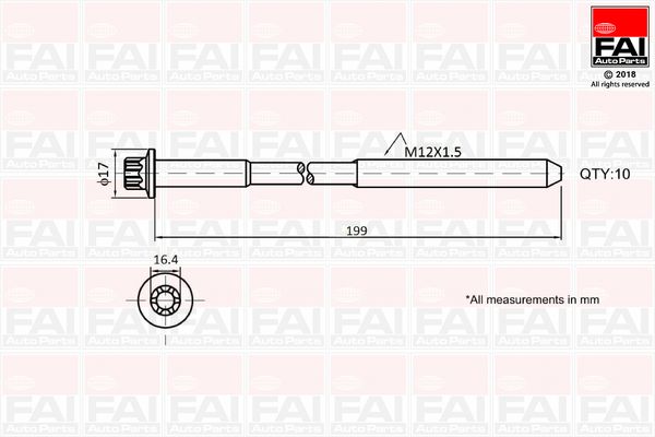 FAI AutoParts B1756 Cylinder Head Bolt Set