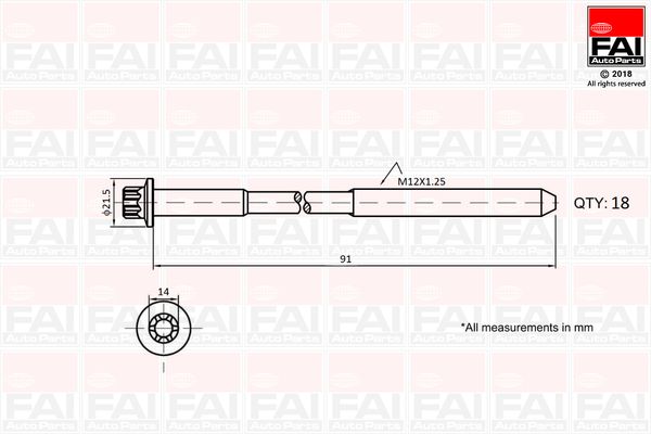 FAI AutoParts B2101 Cylinder Head Bolt Set
