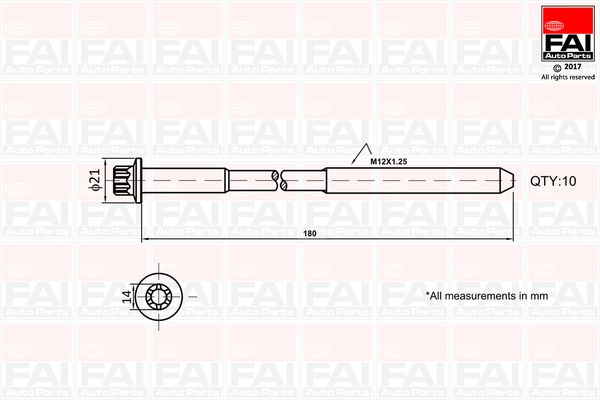 FAI AutoParts B2111 Cylinder Head Bolt Set