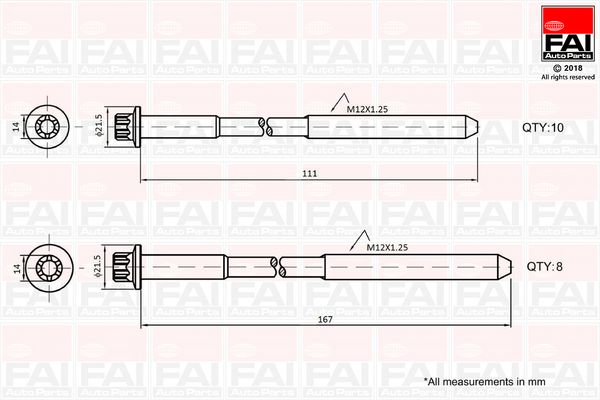 FAI AutoParts B2124 Cylinder Head Bolt Set
