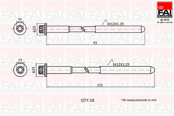 FAI AutoParts B2201 Cylinder Head Bolt Set