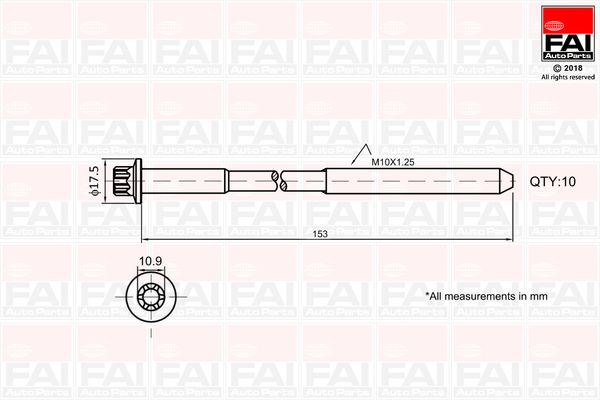 FAI AutoParts B701 Cylinder Head Bolt Set