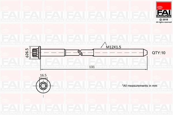 FAI AutoParts B896 Cylinder Head Bolt Set