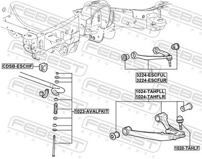 Control/Trailing Arm, wheel suspension FEBEST 1024-TAHFLR