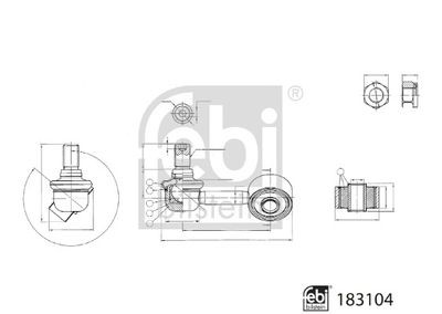 Link/Coupling Rod, stabiliser bar FEBI BILSTEIN 183104
