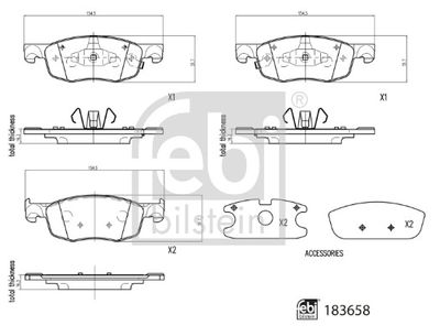 Brake Pad Set, disc brake FEBI BILSTEIN 183658