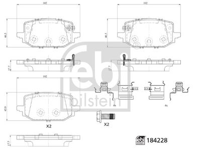 Brake Pad Set, disc brake FEBI BILSTEIN 184228