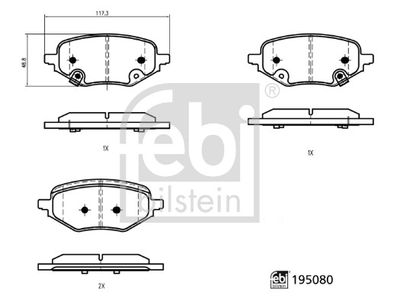 Brake Pad Set, disc brake FEBI BILSTEIN 195080