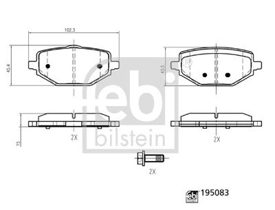 Brake Pad Set, disc brake FEBI BILSTEIN 195083