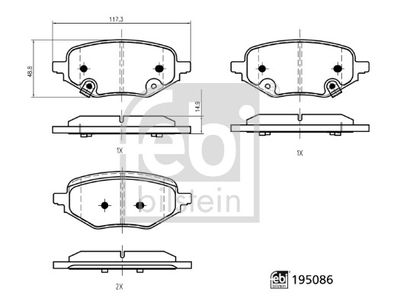 Brake Pad Set, disc brake FEBI BILSTEIN 195086