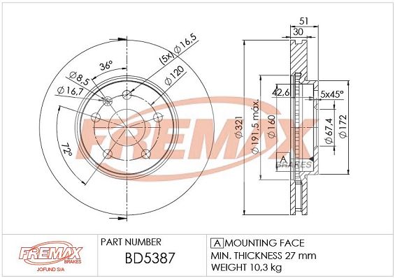 FREMAX BD-5387 Brake Disc