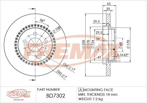 FREMAX BD-7302 Brake Disc