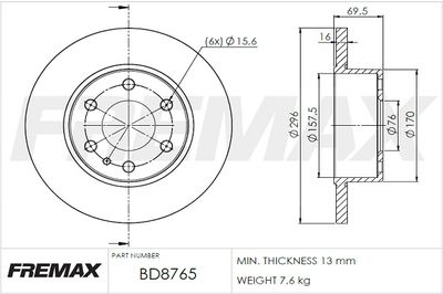 Brake Disc FREMAX BD-8765