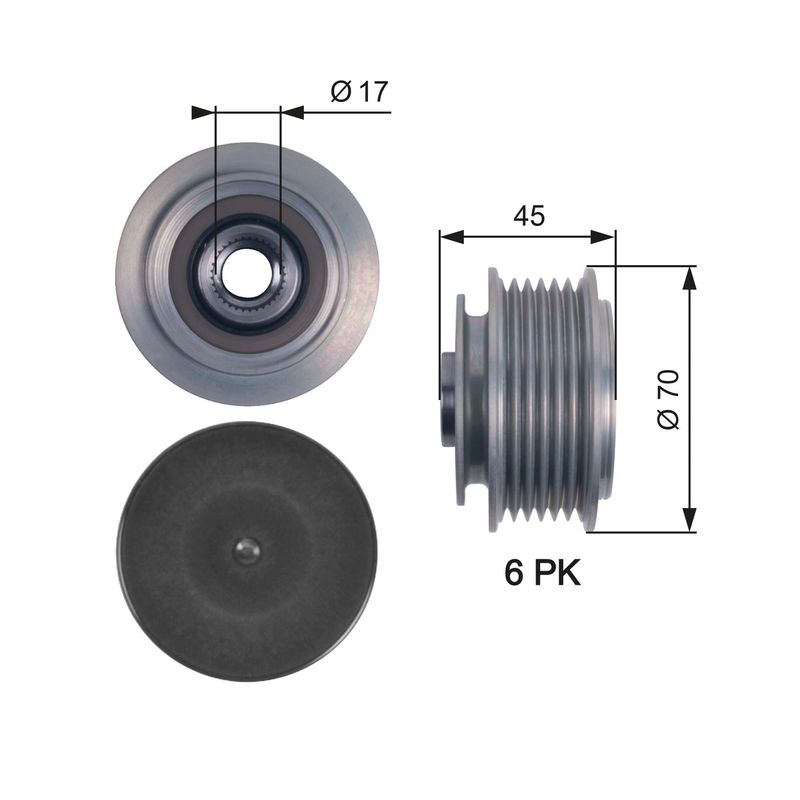 GATES OAP7128 Alternator Freewheel Clutch