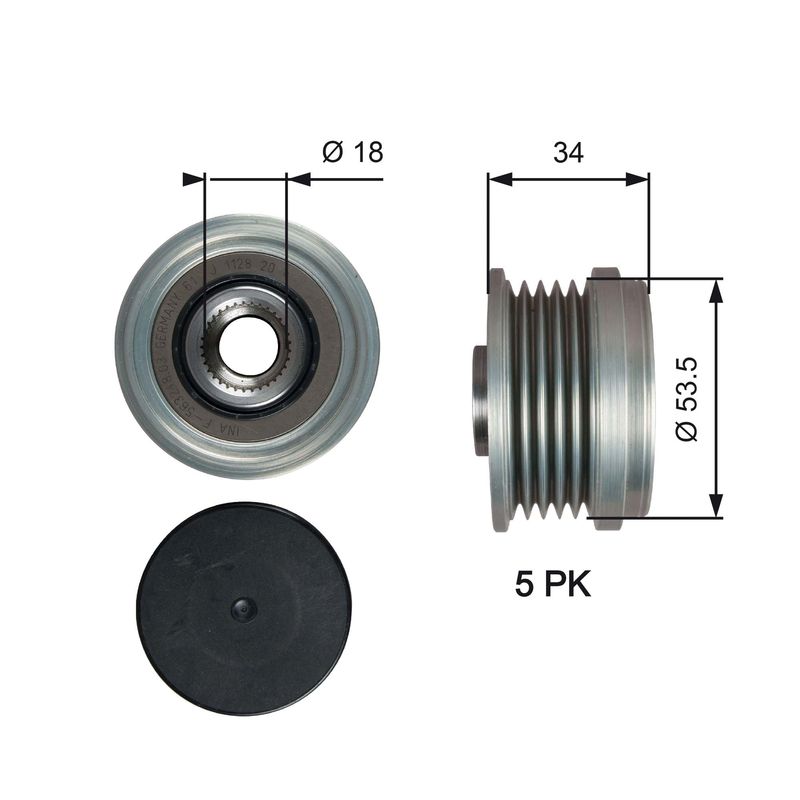 GATES OAP7202 Alternator Freewheel Clutch