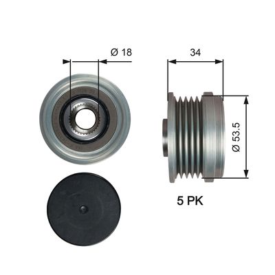 Alternator Freewheel Clutch GATES OAP7202