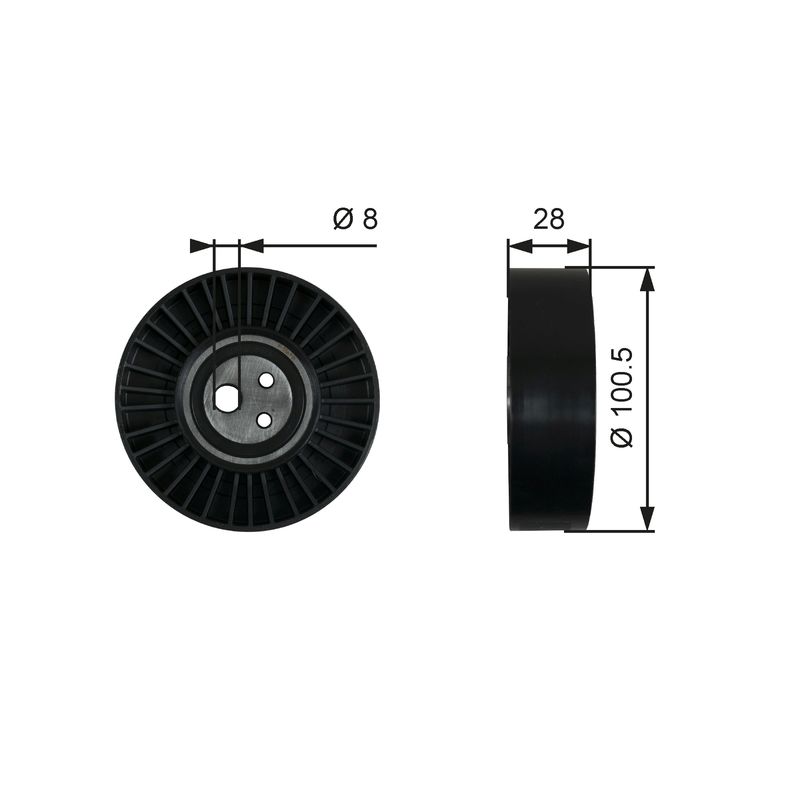 GATES T36003 Tensioner Pulley, V-ribbed belt
