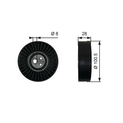 Tensioner Pulley, V-ribbed belt GATES T36003